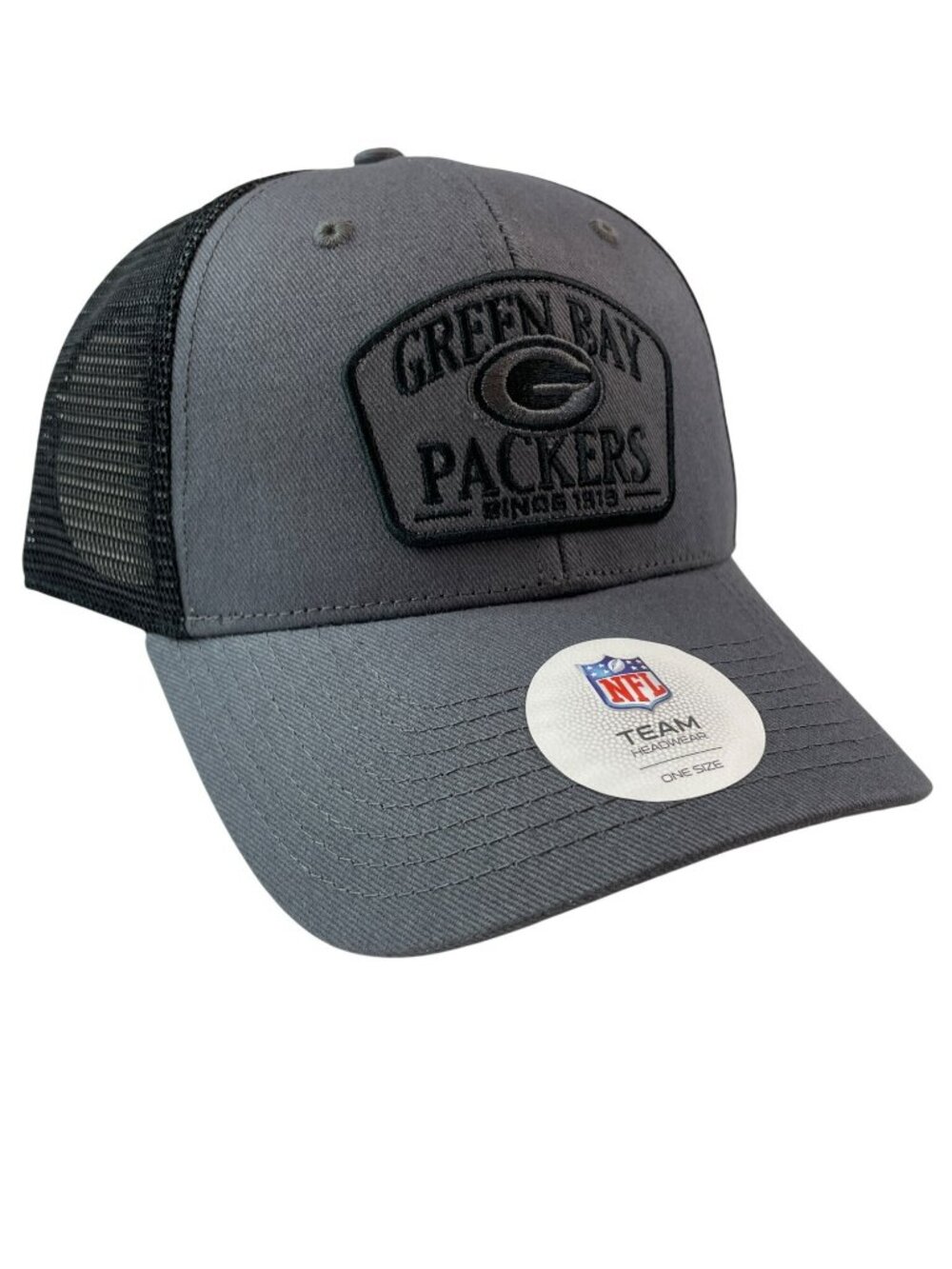Green Bay Packers NFL Team Headwear Gray & Black Mesh Trucker Hat NWT